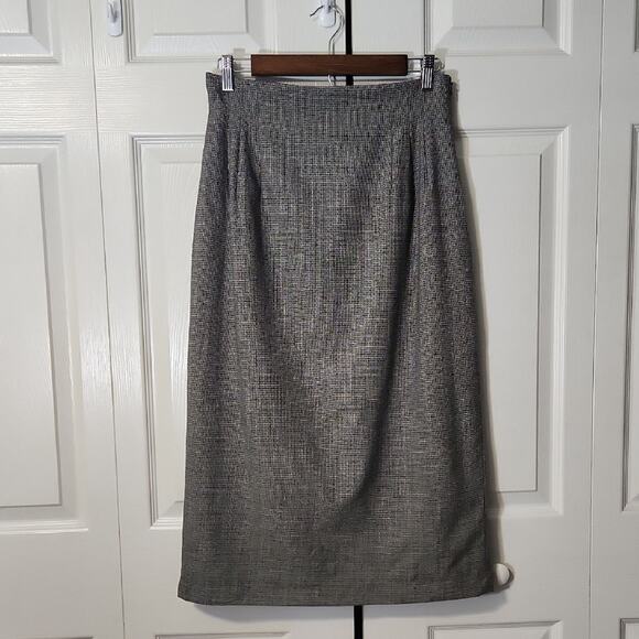 Vintage Harve Bernard Gray & Black Skirt Size SM/4 Pleated Side Zip Academia - Picture 1 of 10